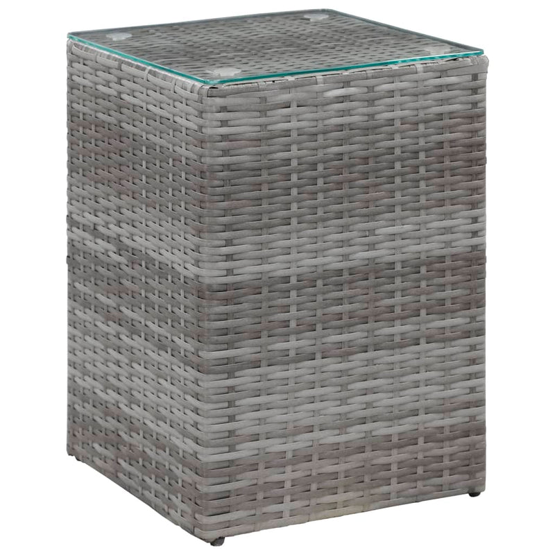 Bijzettafel met glazen blad 35x35x52 cm poly rattan grijs MeubelReus