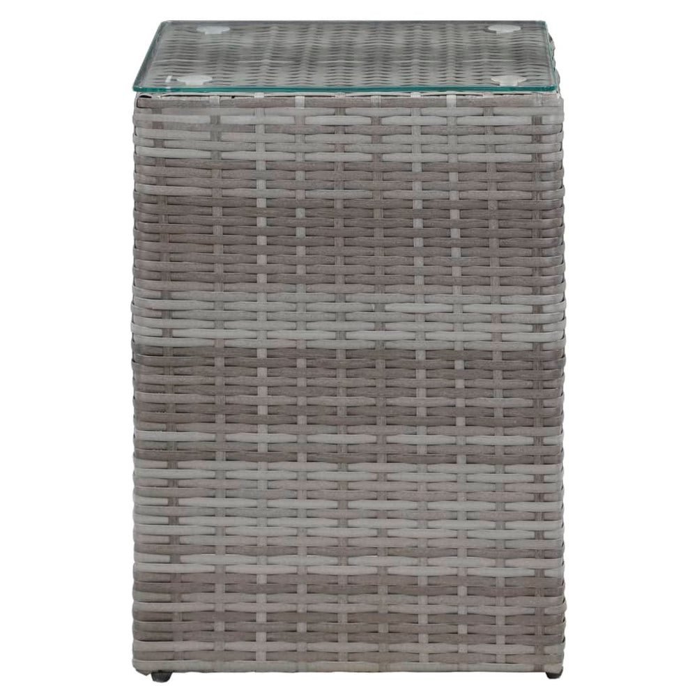 Bijzettafel met glazen blad 35x35x52 cm poly rattan grijs MeubelReus