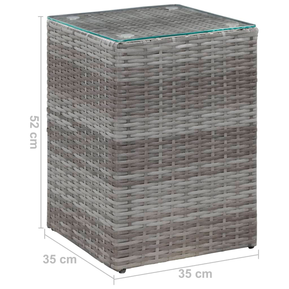 Bijzettafel met glazen blad 35x35x52 cm poly rattan grijs MeubelReus
