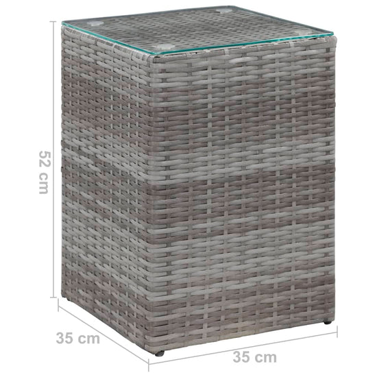 Bijzettafel met glazen blad 35x35x52 cm poly rattan grijs MeubelReus