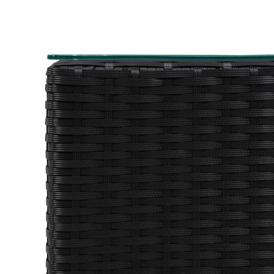 3-delige Bijzettafelset met glazen blad poly rattan zwart MeubelReus
