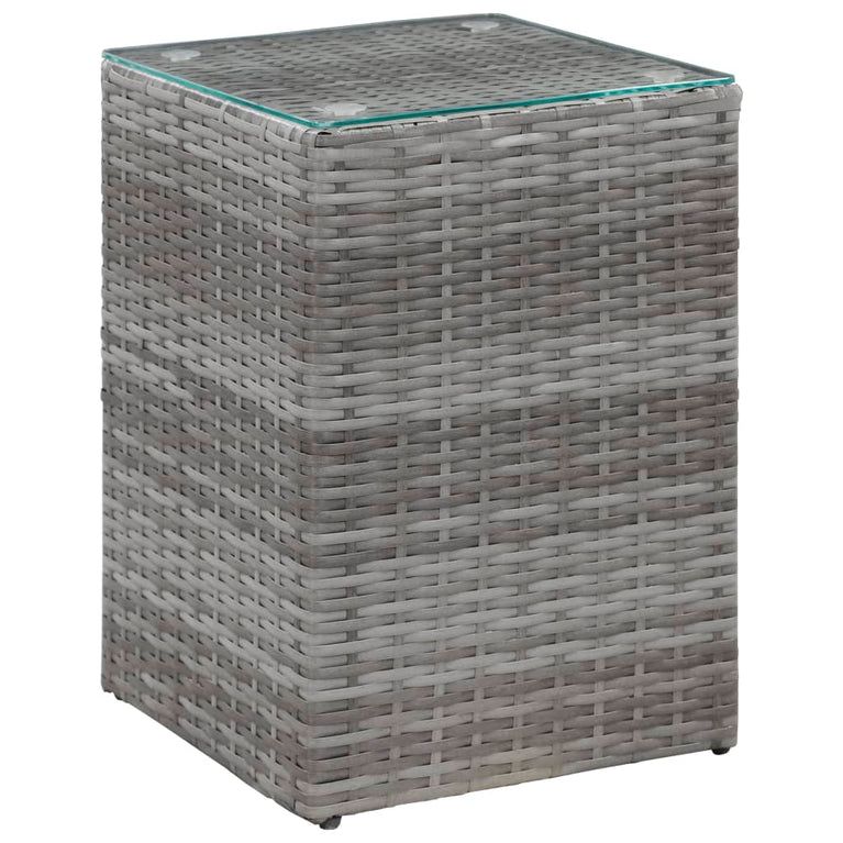 3-delige Bijzettafelset met glazen blad poly rattan grijs MeubelReus