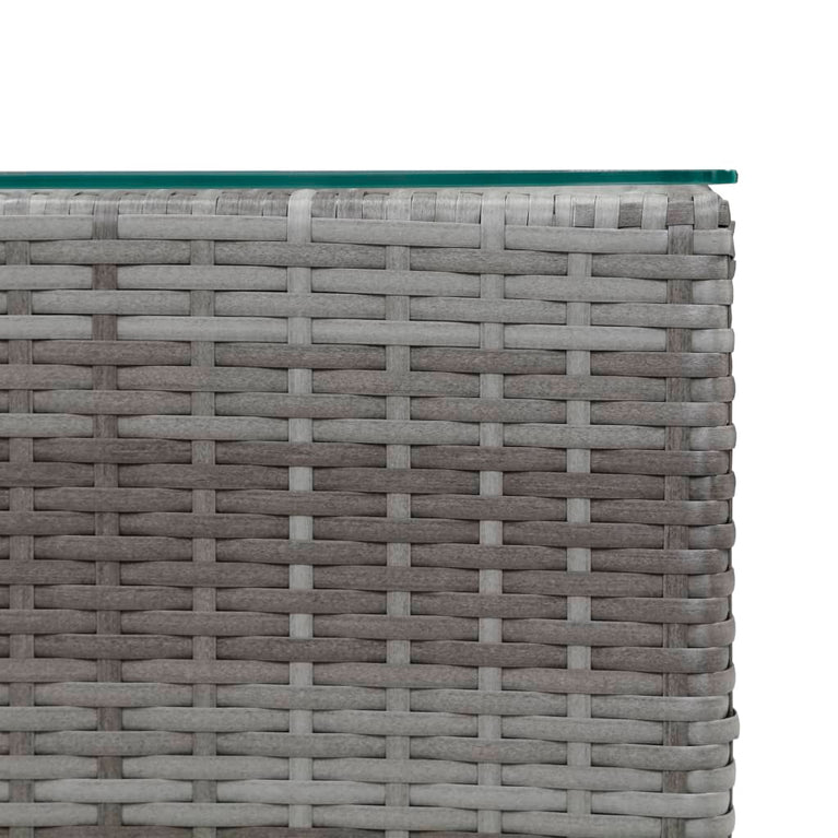 3-delige Bijzettafelset met glazen blad poly rattan grijs MeubelReus