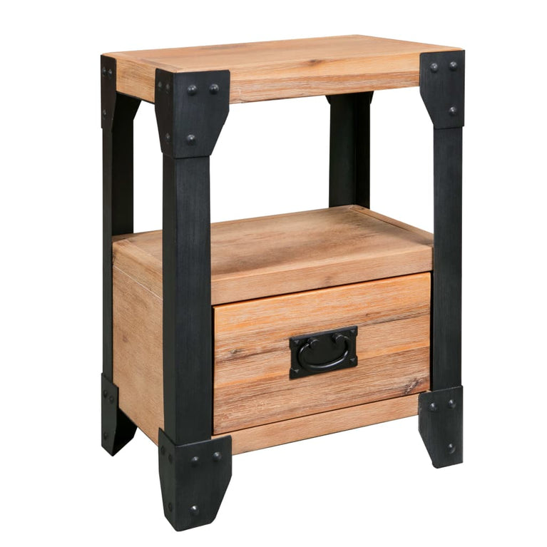 Nachtkastjes 2 st 40x30x54 cm massief acaciahout staal MeubelReus