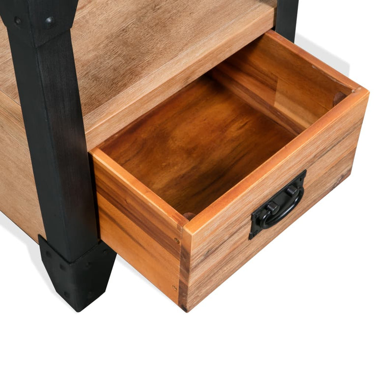 Nachtkastjes 2 st 40x30x54 cm massief acaciahout staal MeubelReus