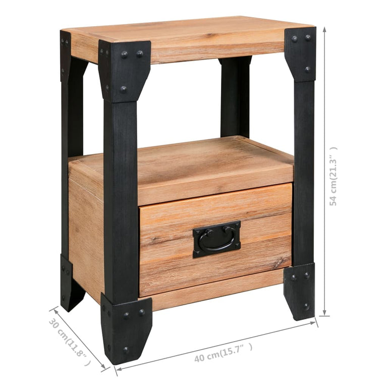 Nachtkastjes 2 st 40x30x54 cm massief acaciahout staal MeubelReus