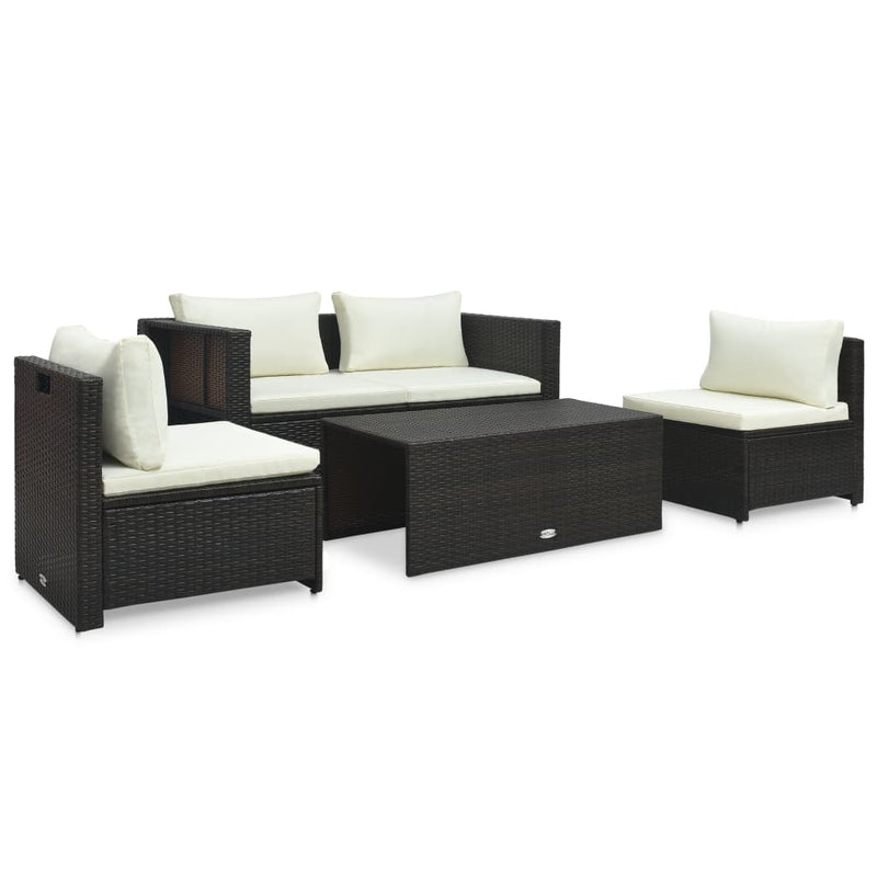 6-delige Loungeset met kussens poly rattan bruin MeubelReus