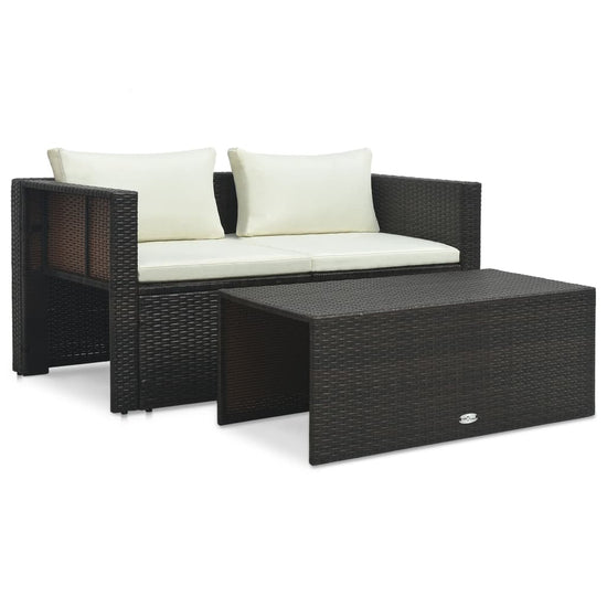 6-delige Loungeset met kussens poly rattan bruin MeubelReus