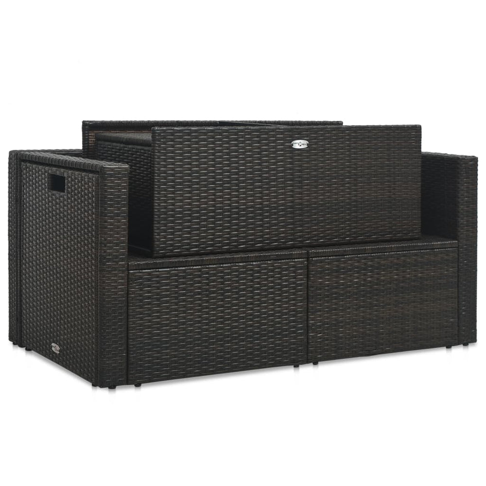 6-delige Loungeset met kussens poly rattan bruin MeubelReus