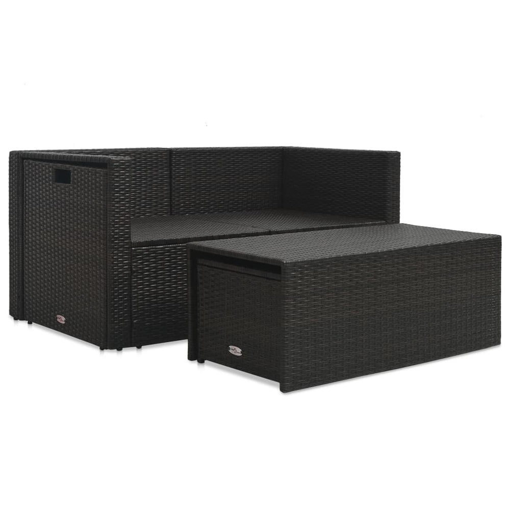 6-delige Loungeset met kussens poly rattan bruin MeubelReus