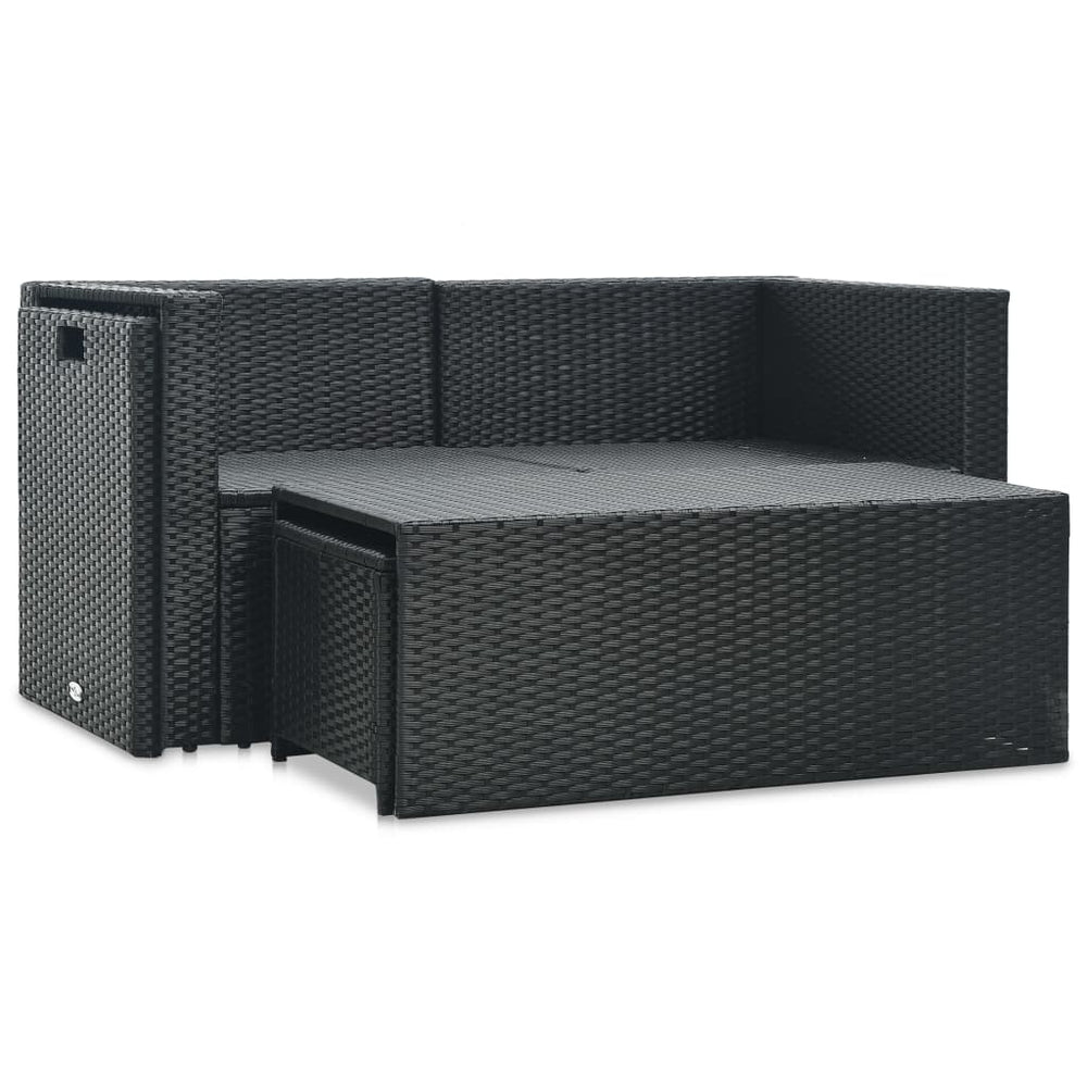 6-delige Loungeset met kussens poly rattan zwart MeubelReus