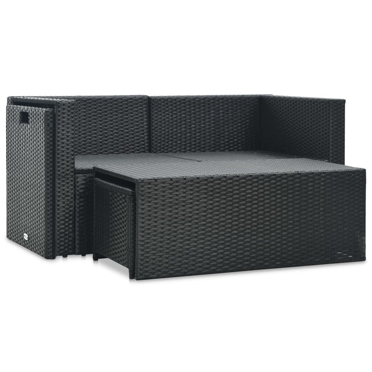 6-delige Loungeset met kussens poly rattan zwart MeubelReus