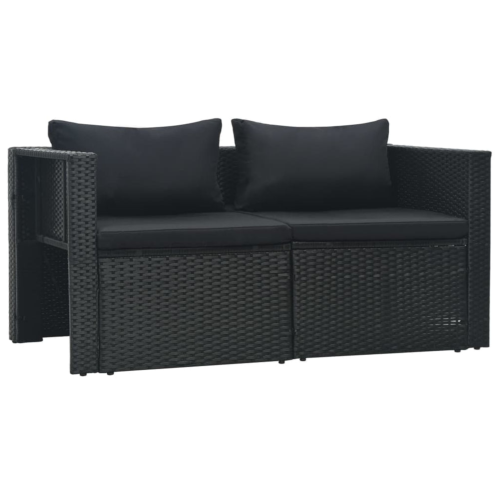 6-delige Loungeset met kussens poly rattan zwart MeubelReus