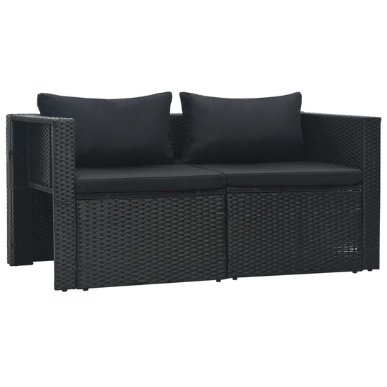6-delige Loungeset met kussens poly rattan zwart MeubelReus