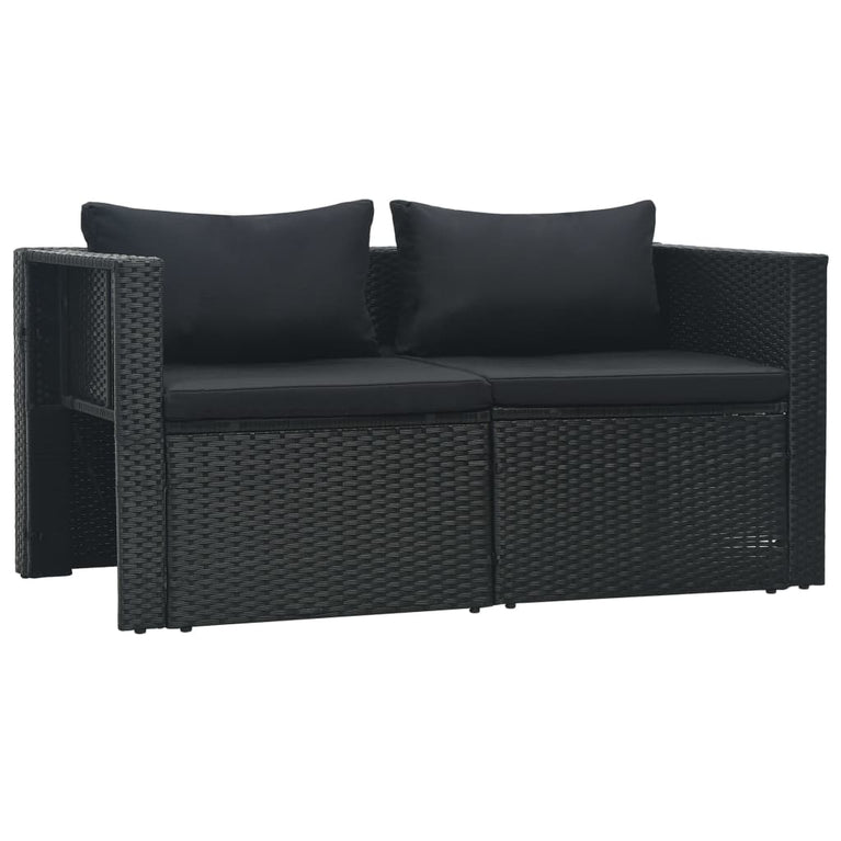 6-delige Loungeset met kussens poly rattan zwart MeubelReus