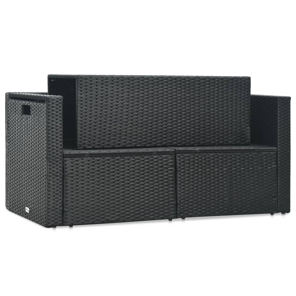 6-delige Loungeset met kussens poly rattan zwart MeubelReus