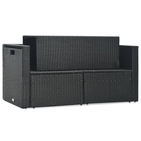 6-delige Loungeset met kussens poly rattan zwart MeubelReus