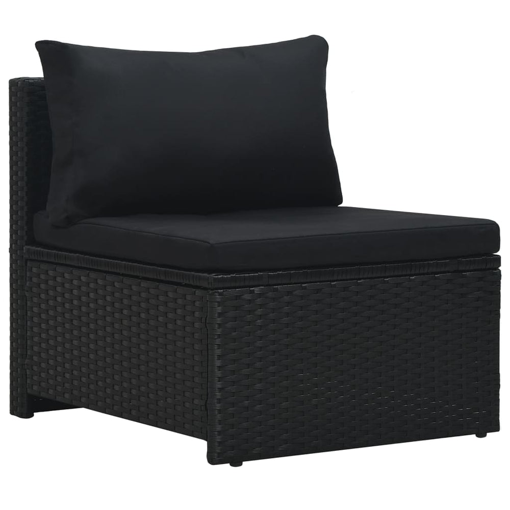 6-delige Loungeset met kussens poly rattan zwart MeubelReus