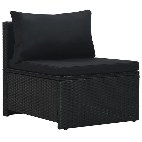 6-delige Loungeset met kussens poly rattan zwart MeubelReus