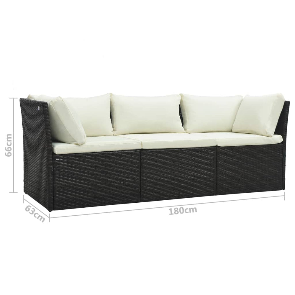 4-delige Loungeset met kussens poly rattan bruin MeubelReus