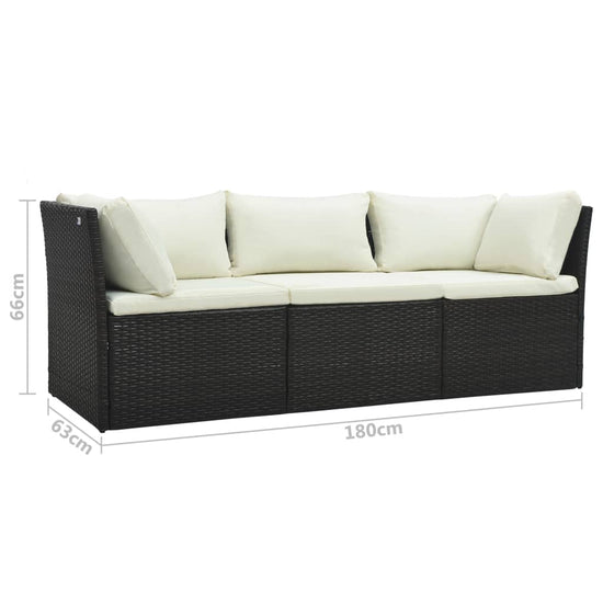 4-delige Loungeset met kussens poly rattan bruin MeubelReus