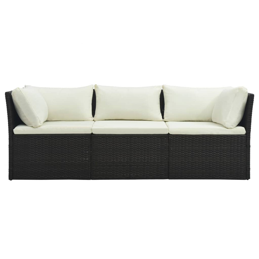 4-delige Loungeset met kussens poly rattan bruin MeubelReus