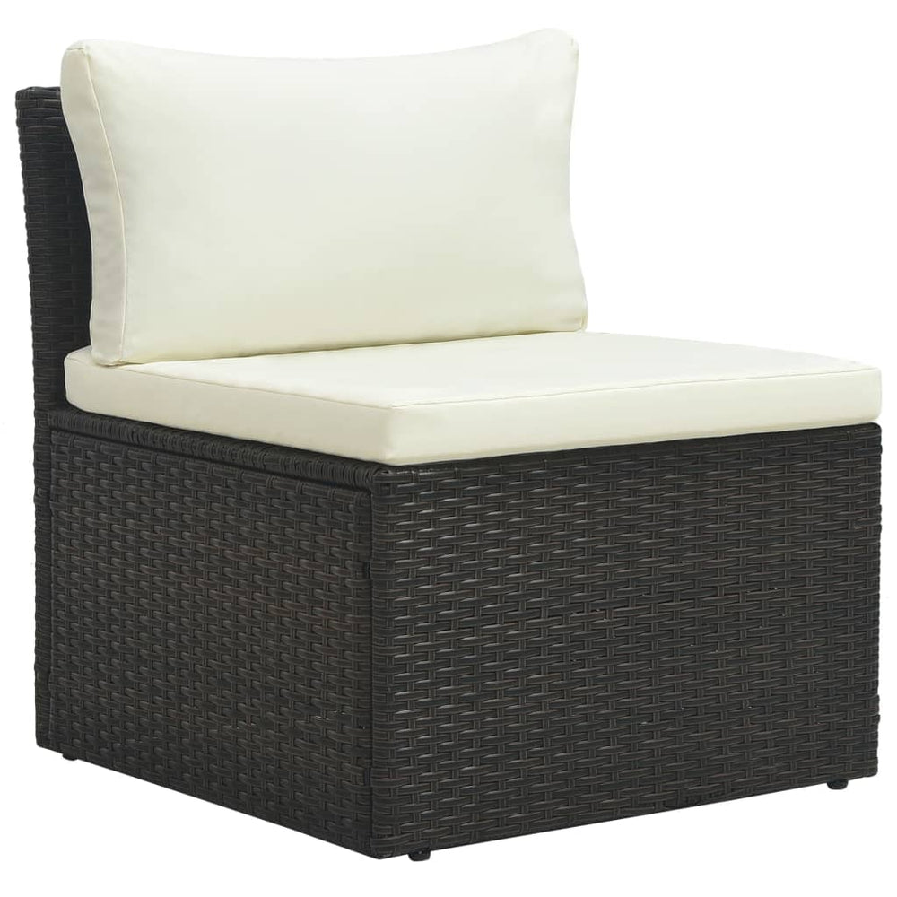 4-delige Loungeset met kussens poly rattan bruin MeubelReus