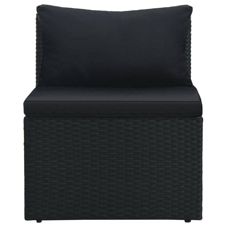 4-delige Loungeset met kussens poly rattan zwart MeubelReus