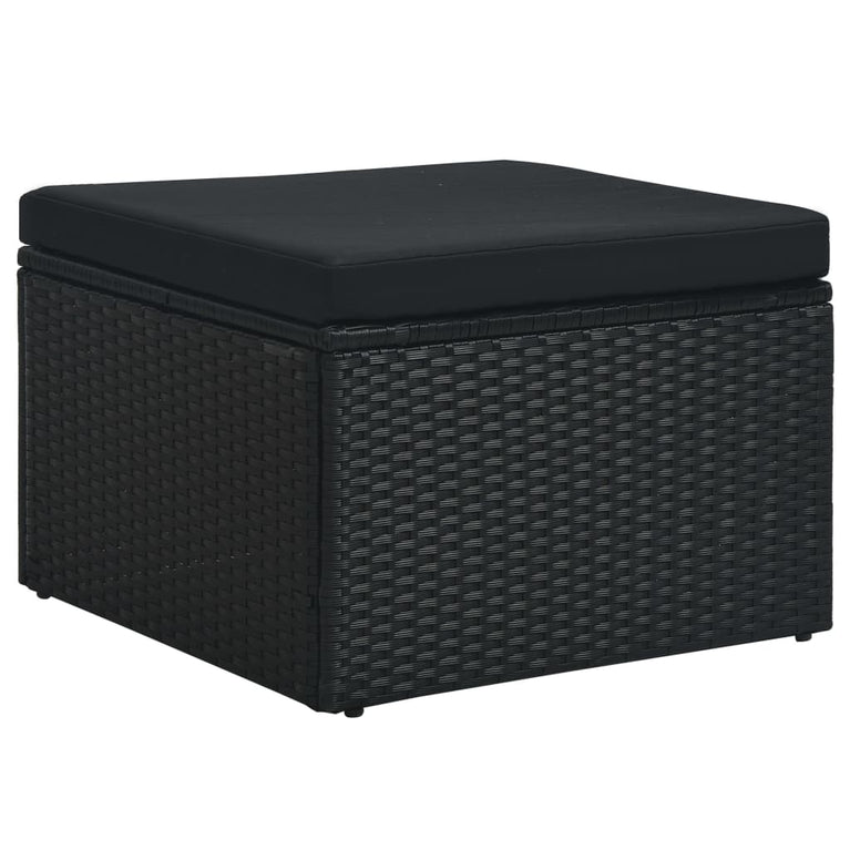 4-delige Loungeset met kussens poly rattan zwart MeubelReus