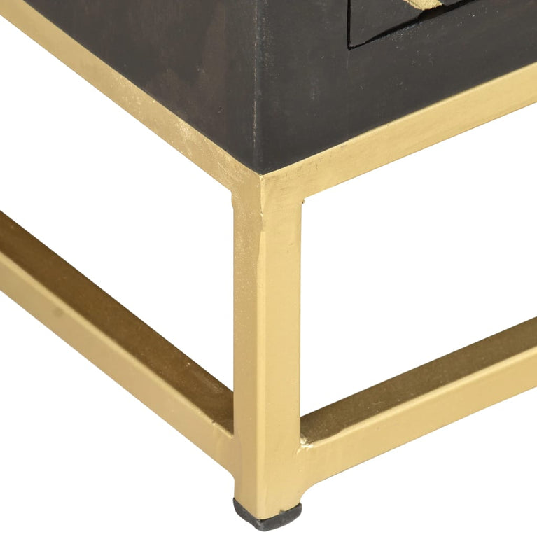 Tv-meubel 120x30x40 cm massief mangohout zwart en goudkleurig MeubelReus