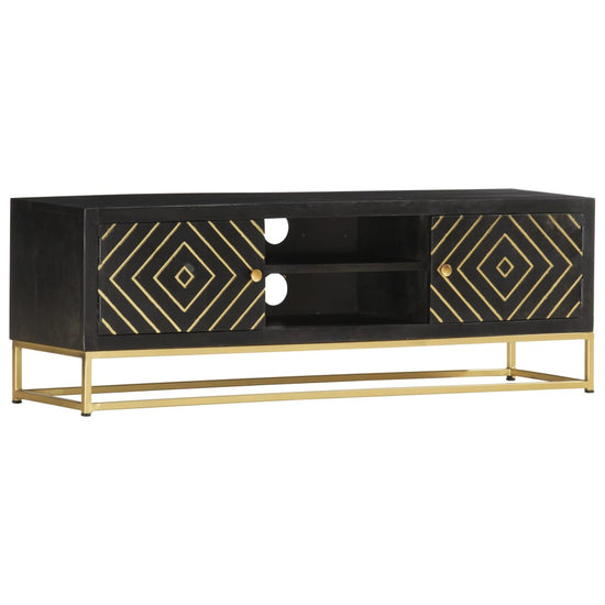 Tv-meubel 120x30x40 cm massief mangohout zwart en goudkleurig MeubelReus