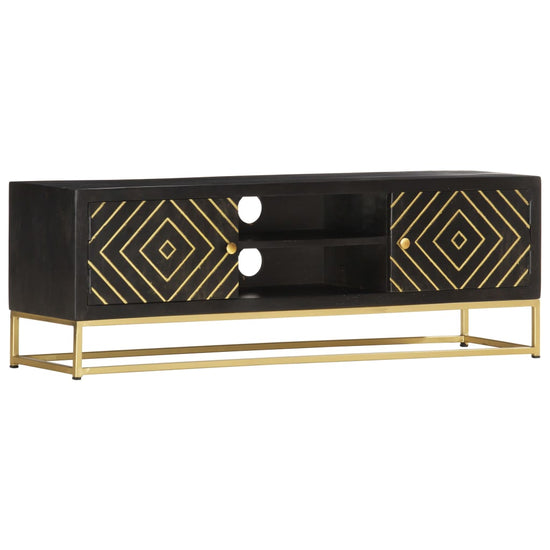 Tv-meubel 120x30x40 cm massief mangohout zwart en goudkleurig MeubelReus