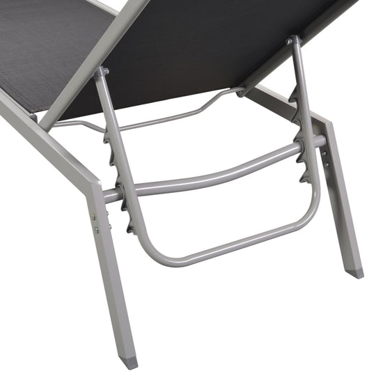 Ligbedden 2 st met tafel staal en textileen zwart MeubelReus