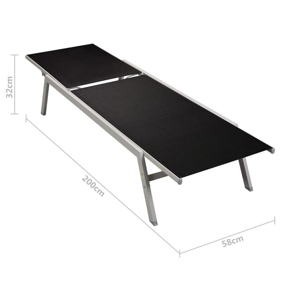 Ligbedden 2 st met tafel staal en textileen zwart MeubelReus