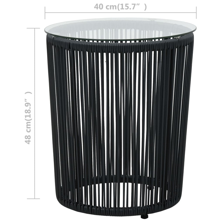 3-delige Bistroset met kussens PE-rattan zwart MeubelReus