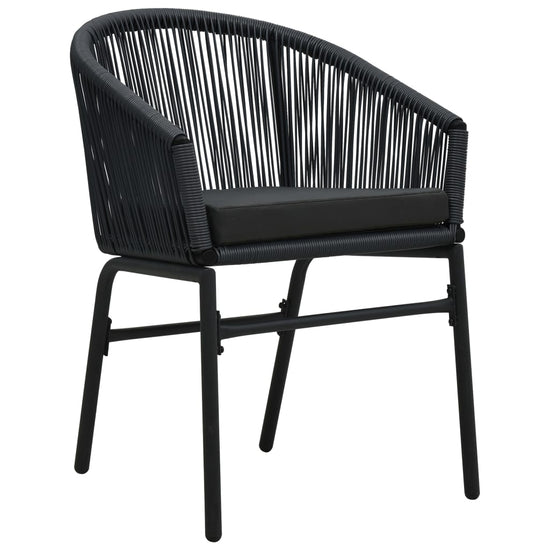 3-delige Bistroset met kussens PE-rattan zwart MeubelReus