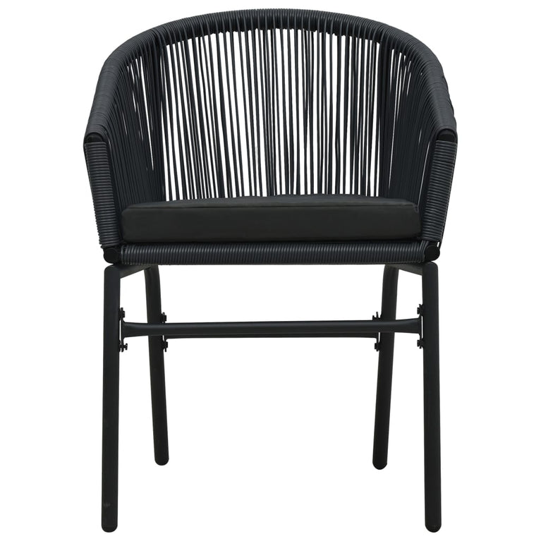 3-delige Bistroset met kussens PE-rattan zwart MeubelReus