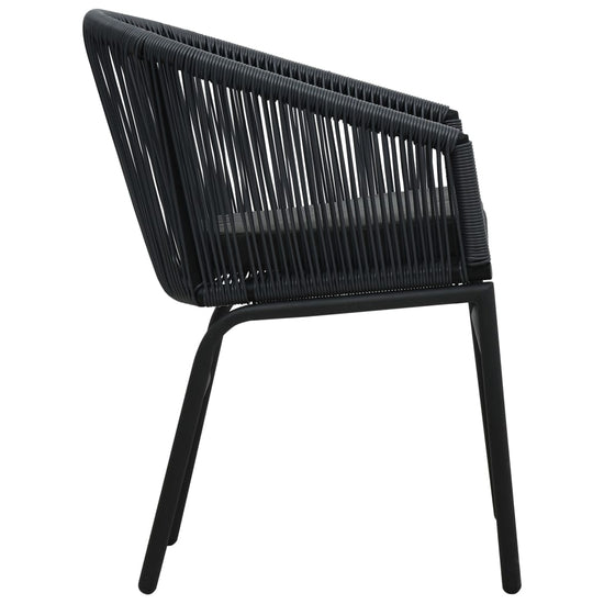 3-delige Bistroset met kussens PE-rattan zwart MeubelReus