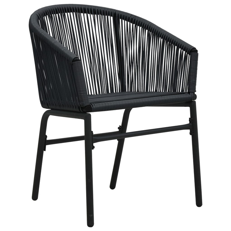 3-delige Bistroset met kussens PE-rattan zwart MeubelReus