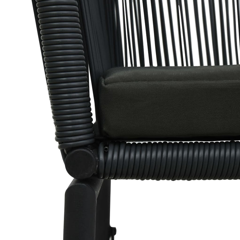 3-delige Bistroset met kussens PE-rattan zwart MeubelReus