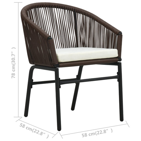 3-delige Bistroset met kussens PE-rattan bruin MeubelReus