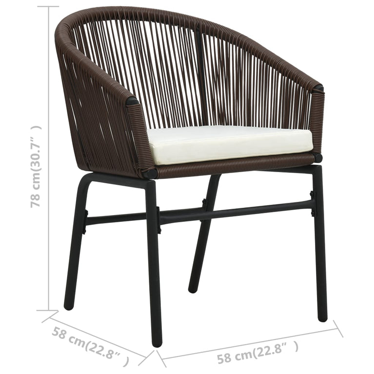 3-delige Bistroset met kussens PE-rattan bruin MeubelReus