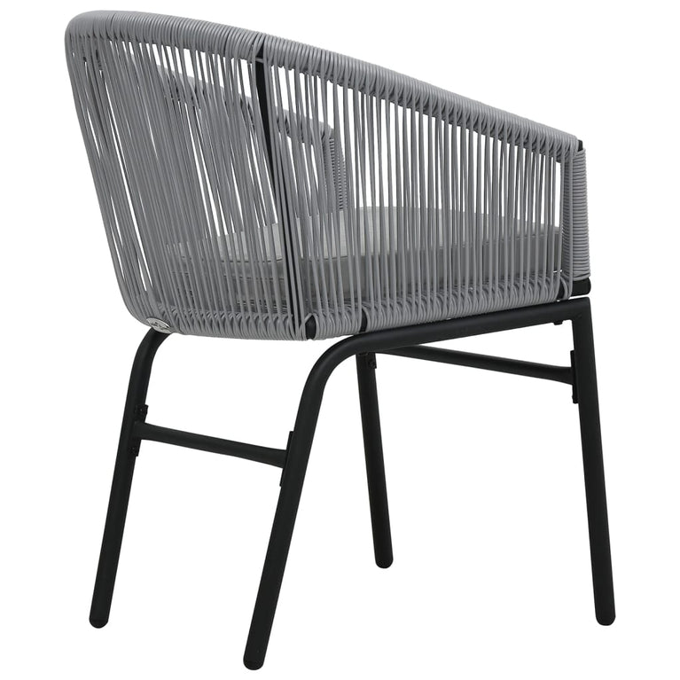 3-delige Bistroset met kussens PE-rattan grijs MeubelReus