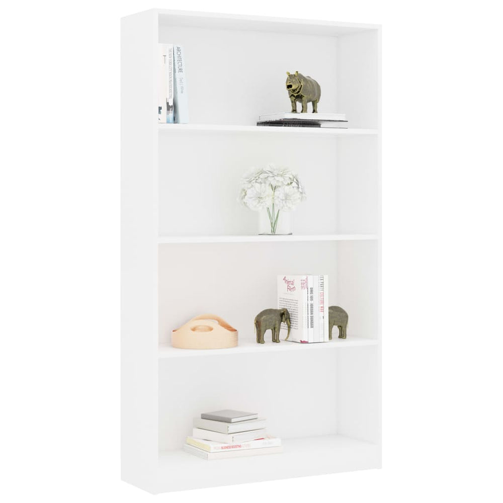 Boekenkast met 4 schappen 80x24x142 cm bewerkt hout wit MeubelReus