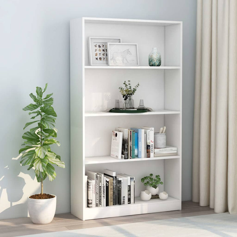 Boekenkast met 4 schappen 80x24x142 cm bewerkt hout wit MeubelReus