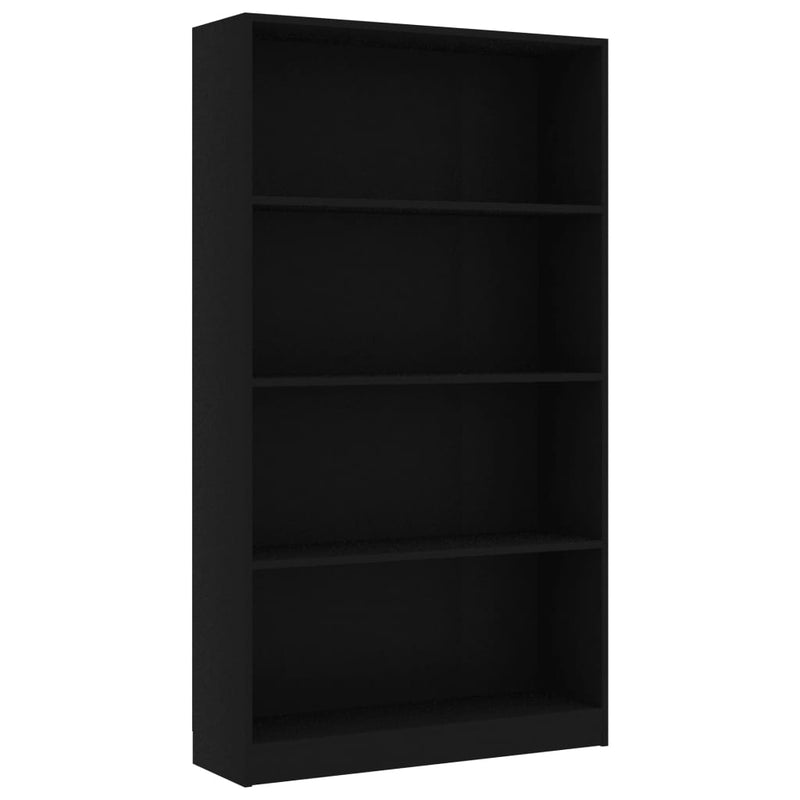 Boekenkast met 4 schappen 80x24x142 cm bewerkt hout zwart MeubelReus