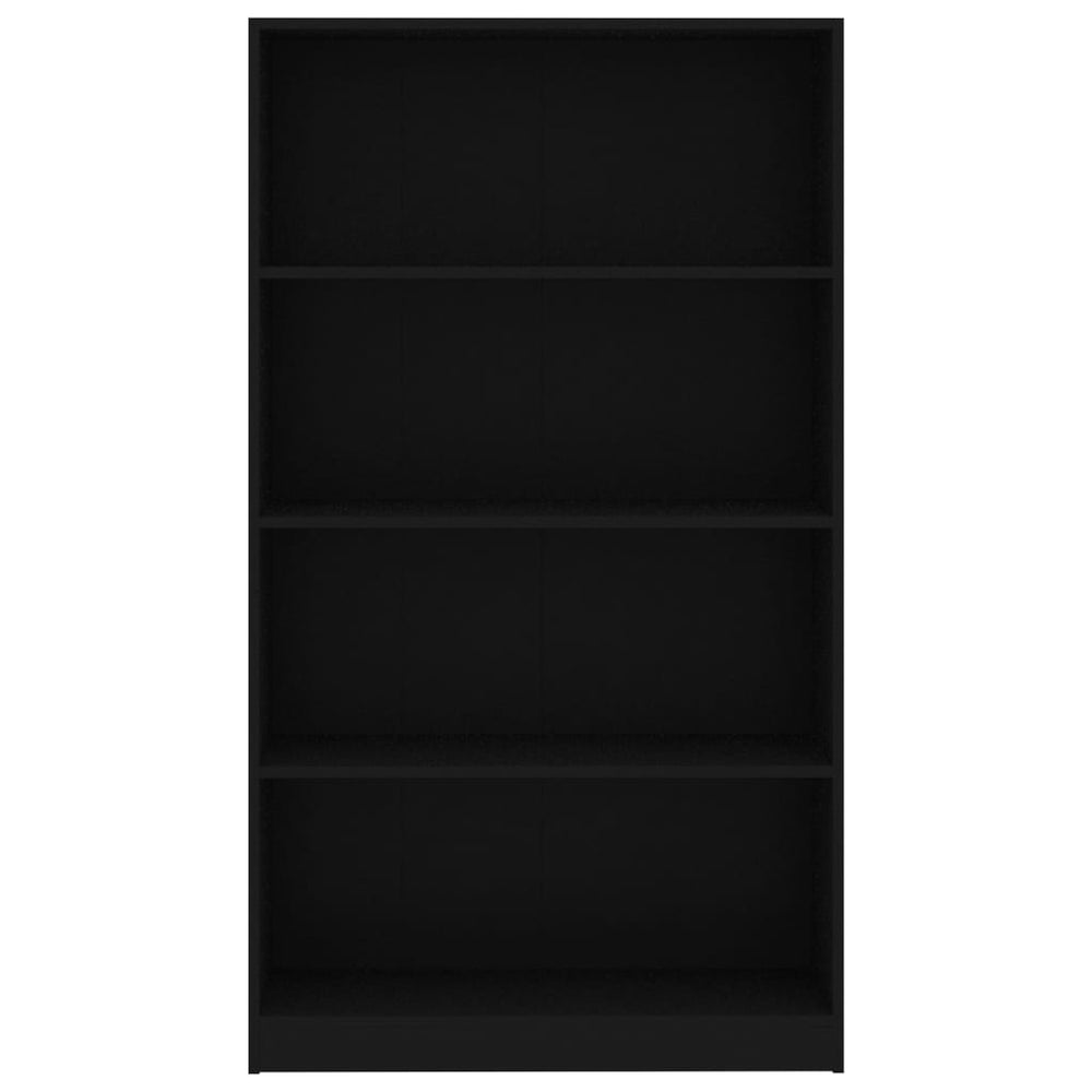 Boekenkast met 4 schappen 80x24x142 cm bewerkt hout zwart MeubelReus