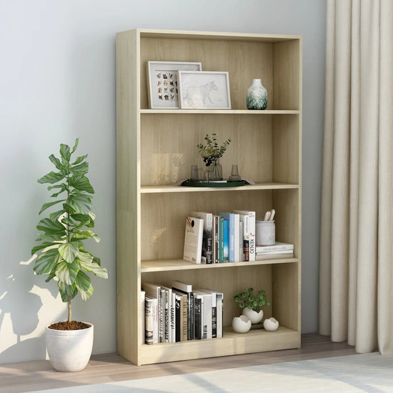 Boekenkast met 4 schappen 80x24x142 cm bewerkt hout sonoma eik MeubelReus