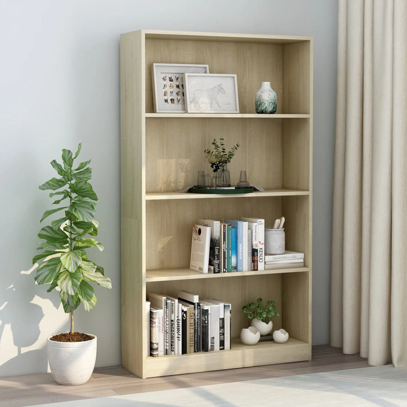 Boekenkast met 4 schappen 80x24x142 cm bewerkt hout sonoma eik MeubelReus