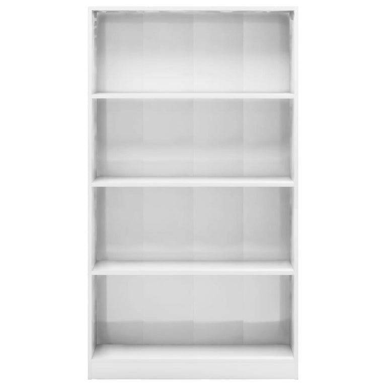 Boekenkast 4 schappen 80x24x142 cm bewerkt hout hoogglans wit MeubelReus